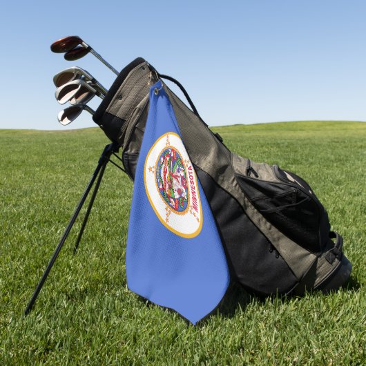 ミネソタ州旗の付いたゴルフタオル ゴルフタオル (グリーン)