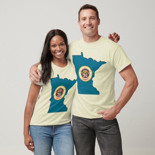 ミネソタ州旗の地図 Tシャツ (ユニセックス)