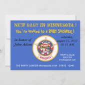 ミネソタ州旗を持つベビーシャワー招待状 招待状 (正面)