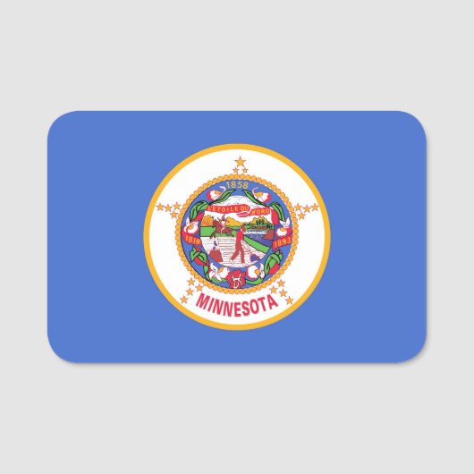 ミネソタ州旗を持つ愛国的な名前タグ 名札 (正面)