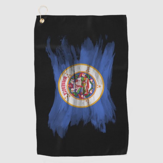 ミネソタ州旗ブラシストローク、ミネソタ州旗 ゴルフタオル (正面)