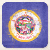 ミネソタ州旗動揺して スクエアペーパーコースター (正面)