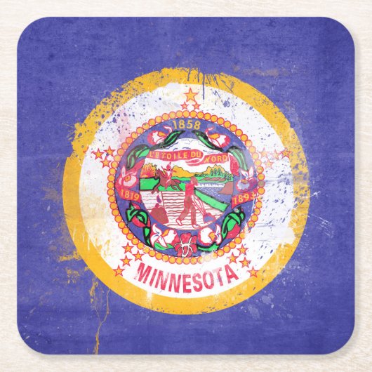 ミネソタ州旗動揺して スクエアペーパーコースター (正面)