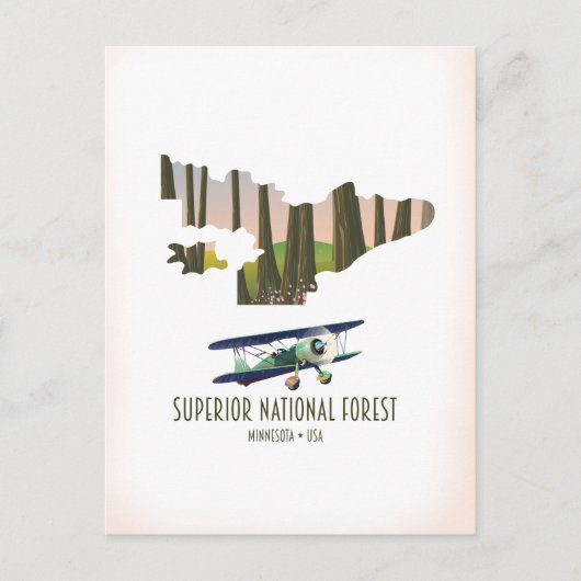 ミネソタ州立森林ヴィンテージ地図 ポストカード (正面)