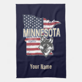ミネソタ州統一された州マップヴィンテージUSA キッチンタオル