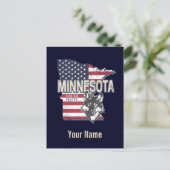 ミネソタ州統一された州マップヴィンテージUSA シーズンポストカード (スタンド正面)
