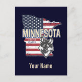 ミネソタ州統一された州マップヴィンテージUSA シーズンポストカード (正面)