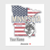 ミネソタ州統一された州マップヴィンテージUSA シール (シート)