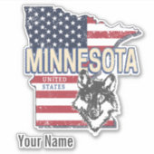 ミネソタ州統一された州マップヴィンテージUSA シール (正面)