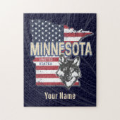ミネソタ州統一された州マップヴィンテージUSA ジグソーパズル (縦)