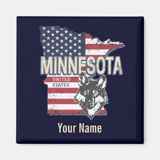 ミネソタ州統一された州マップヴィンテージUSA マグネット (正面)