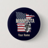 ミネソタ州統一された州マップヴィンテージUSA 缶バッジ (正面)