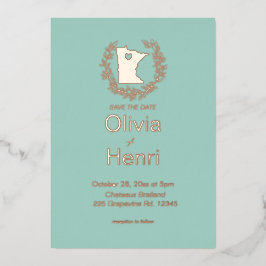 ミネソタ州行き先結婚式 箔招待状