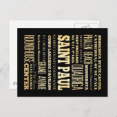 ミネソタ州 セントポール市のタイポグラフィーアート ポストカード (正面/裏面)