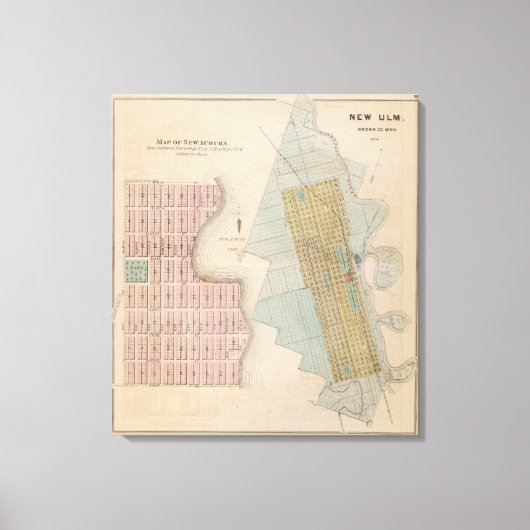 ミネソタ州,ニューオーバーンの地図 キャンバスプリント (正面)