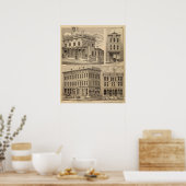 ミネソタ州,ミネアポリス,セントポールのリトグラフ地図 ポスター (キッチン)