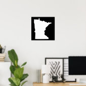 ミネソタ州（白と黒） ポスター (ホームオフィス)