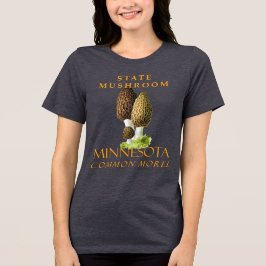 ミネソタ準州のキノコ 一般的なアミガサタケ トライブレンドＴシャツ (正面)