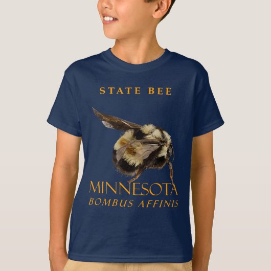 ミネソタ準州の昆虫、さびた縞のあるミツバチ Tシャツ (正面)