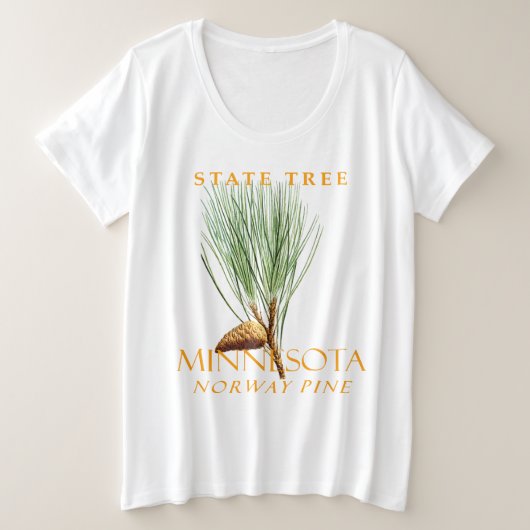 ミネソタ準州の木 ノルウェー松 プラスサイズTシャツ (デザイン正面)