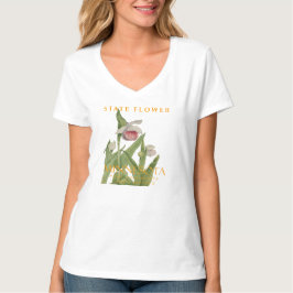 ミネソタ準州の花 ピンクと白のオーキッド Tシャツ