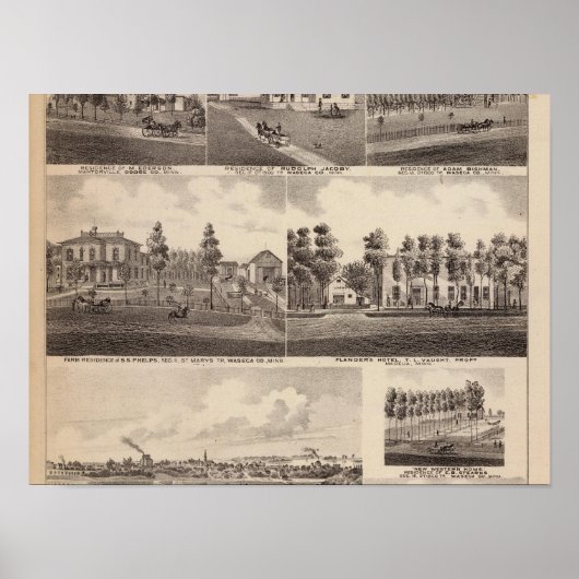 ミネソタ澄ん州，ワセカ州，湖 ポスター (正面)