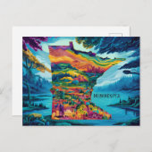 ミネソタ鮮やかマップアート ポストカード (正面/裏面)