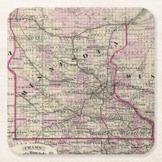 ミネソタ9 スクエアペーパーコースター (正面)