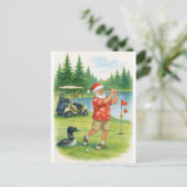 ミネソタ・ゴルファー湖でサンタクロースがゴルフをしている シーズンポストカード (スタンド正面)