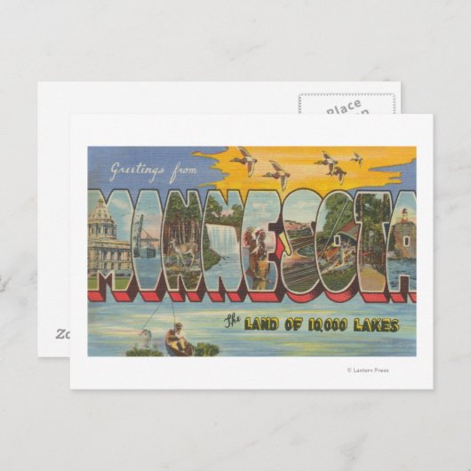 ミネソタ(ダックス) – 大きな文字のシーン ポストカード (正面/裏面)