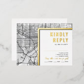 ミネソタ・ラブロケーター・セント・ポール | RSVP返信 箔招待状ポストカード (正面/裏面)