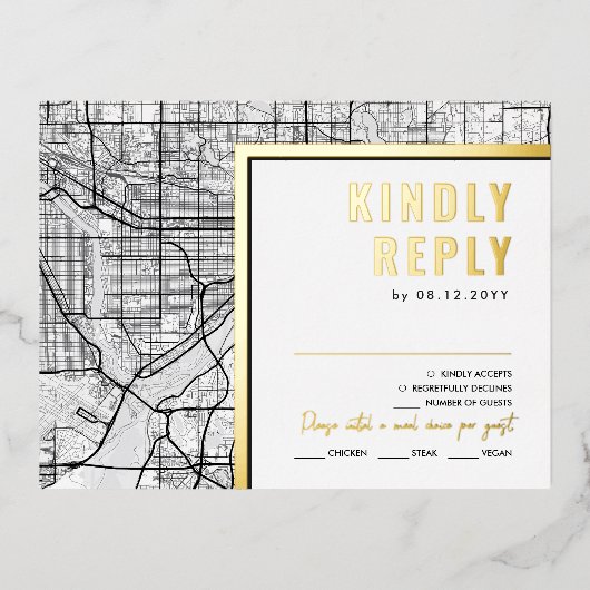 ミネソタ・ラブロケーター・セント・ポール | RSVP返信 箔招待状ポストカード (正面)