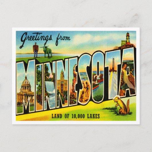 ミネソタ・ヴィンテージ旅行葉書からの挨拶 ポストカード (正面)