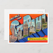 ミネソタ・ヴィンテージ・トラベル、聖パウルからの挨拶 ポストカード (正面/裏面)