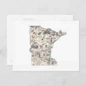 ミネソタ ヴィンテージ ピクチャー マップ アンティーク ステート チャート ポストカード (正面/裏面)