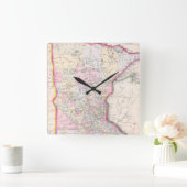 ミネソタ(1864年)のヴィンテージの地図 スクエア壁時計 (ホーム)