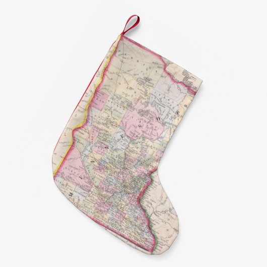 ミネソタ(1864年)のヴィンテージの地図 スモールクリスマスストッキング (正面 (吊り時))