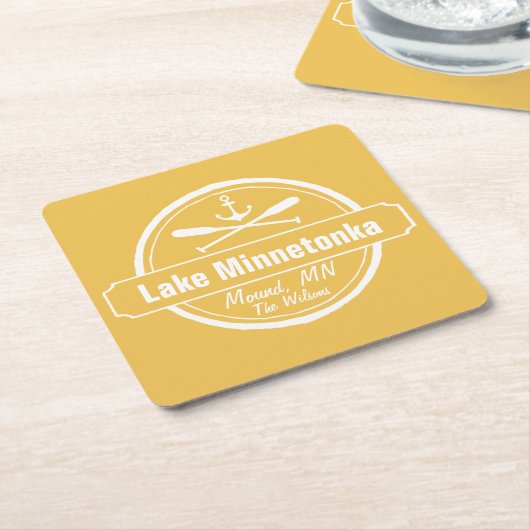 ミネトンカミネソタいかりタウンアンドネーム スクエアペーパーコースター (アングル)