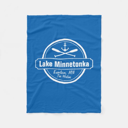 ミネトンカミネソタ湖いかりタウンと名前 フリースブランケット (正面)
