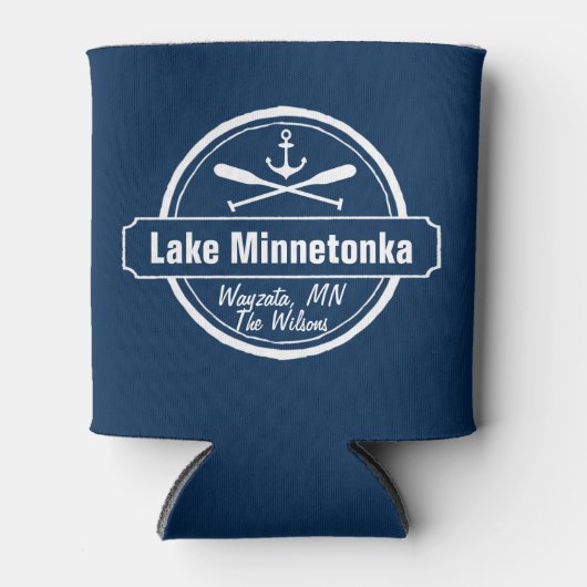 ミネトンカミネソタ湖いかりタウンと名前 缶クーラー (正面)