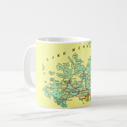 ミネトンカ湖の地図 コーヒーマグカップ (正面左)