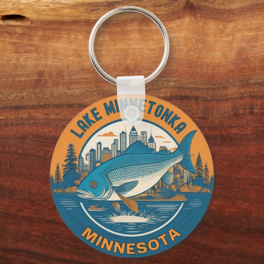 ミネトンカ湖、ミネソタ魚釣りとボート キーホルダー (正面)