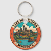 ミネトンカ湖、ミネソタ魚釣りとボート キーホルダー (正面)