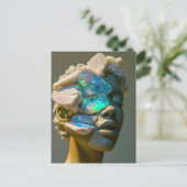 ミネラルオパール結晶で飾られたクリスタルマスクの女性 シーズンポストカード (スタンド正面)