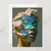 ミネラルオパール結晶で飾られたクリスタルマスクの女性 シーズンポストカード (正面/裏面)