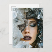 ミネラルクリスタルで飾られたクリスタルマスクの女性 シーズンポストカード (正面/裏面)