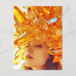 ミネラルトパズクリスで飾られたクリスタルマスクの女性 シーズンポストカード