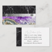 ミネラルパープルアメジスト水晶クォーツテクスチャバス 名刺 (正面/裏面)