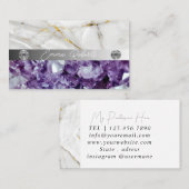 ミネラルパープルアメジスト水晶クォーツテクスチャバス 名刺 (正面/裏面)