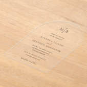 ミネルバモダンエレガントな結婚式の日付を保存 アクリル招待状 (レイダウン)